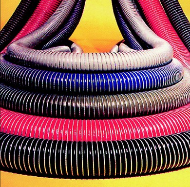 Click to enlarge - Hose designed to convey aggressive chemicals made up of PTFE/polypropylene layers supported by a double wire helix. Swaged ends.